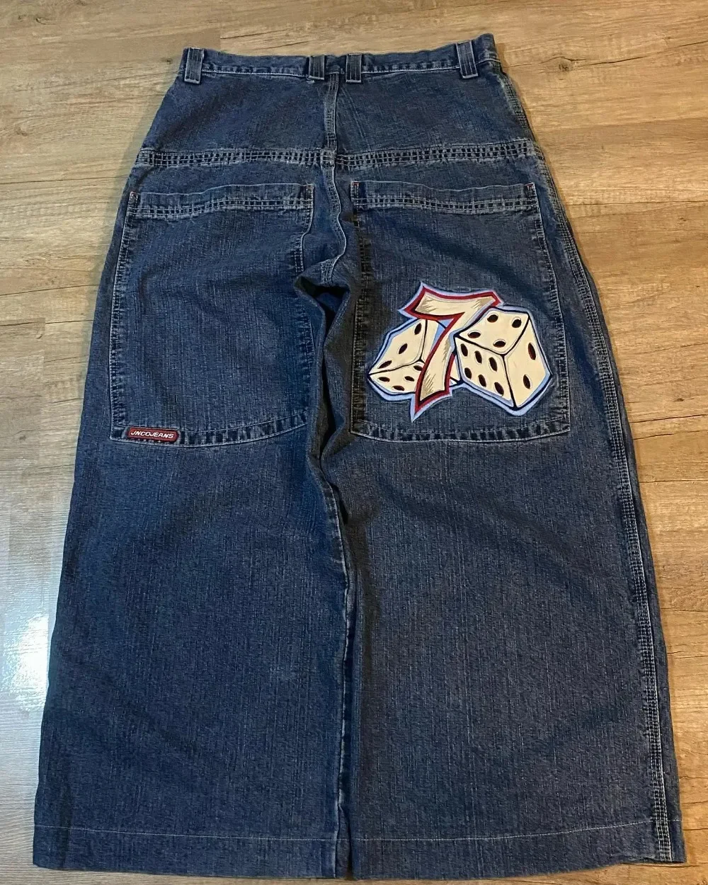 Number 7 Dice Streetwear JNCO Jeans Y2K Hip Hop Graphic