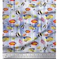 thumbnail image 1 of Soimoi Cotton Poplin Fabric Fish & Shells Ocean Print Fabric by The Yard 56 Inch Wide, 1 of 2