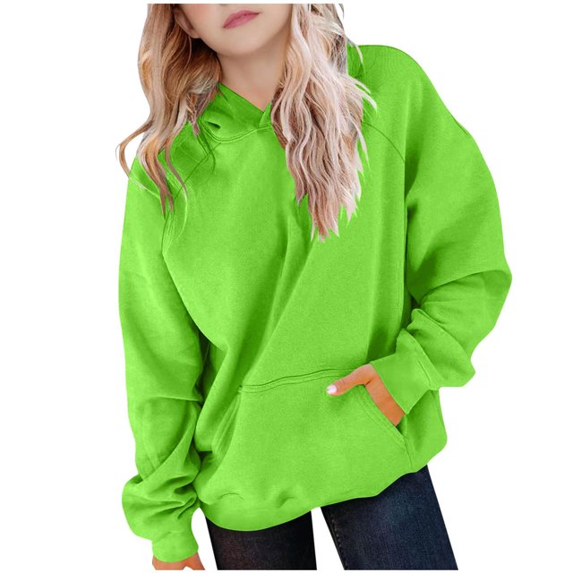 On Shoulder Top Children Solid Long Sleeve Hoodie Sports Casual