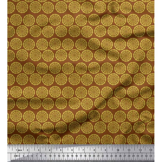 Soimoi Viscose Chiffon Fabric Wreath Leaves Print Fabric by Yard 42 Inch Wide