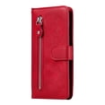 thumbnail image 1 of Case for Google Pixel 4A 4G Zipper Pocket Wallet Leather Case Magnetic Closure Flip Cover - Red, 1 of 5