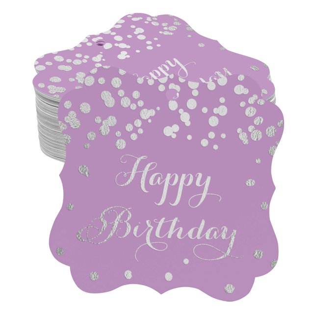 Inkdotpot Pack Of 50 Real Silver Foil Bracket Shape Paper Tags Happy Birthday Favor Hang Tags