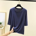 thumbnail image 2 of fatyb Chandails de Détente à Manches 3/4 pour Femmes Col Ras du Cou Amples et Confortables Blouses Chandail Décontracté de Tous les Jours T-Shirt de Pyjama, 2 of 3