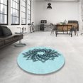 thumbnail image 4 of Ahgly Company Machine Washable Indoor Square Transitional Deep-Sea Green Area Rugs, 5' Square, 4 of 7