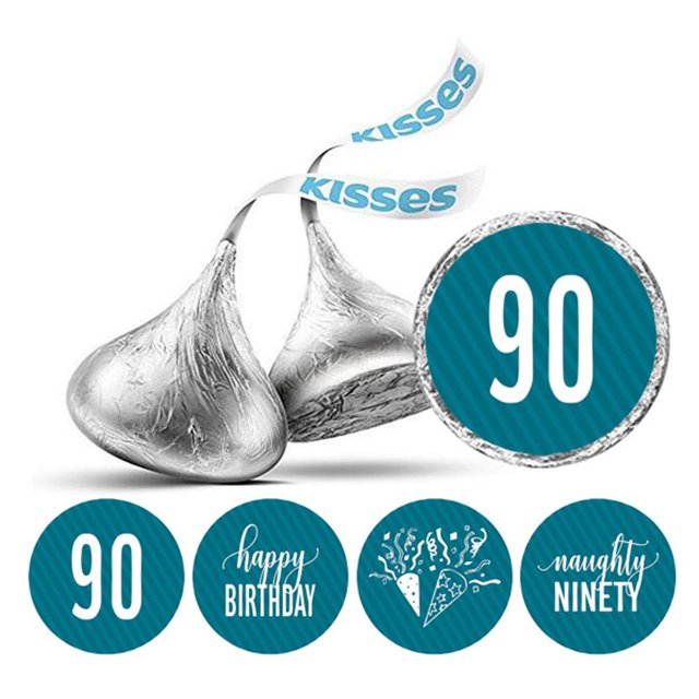 Darling Souvenir 190 Pcs Naughty Ninety Birthday Theme Stickers chocolate Labels-Teal Blue