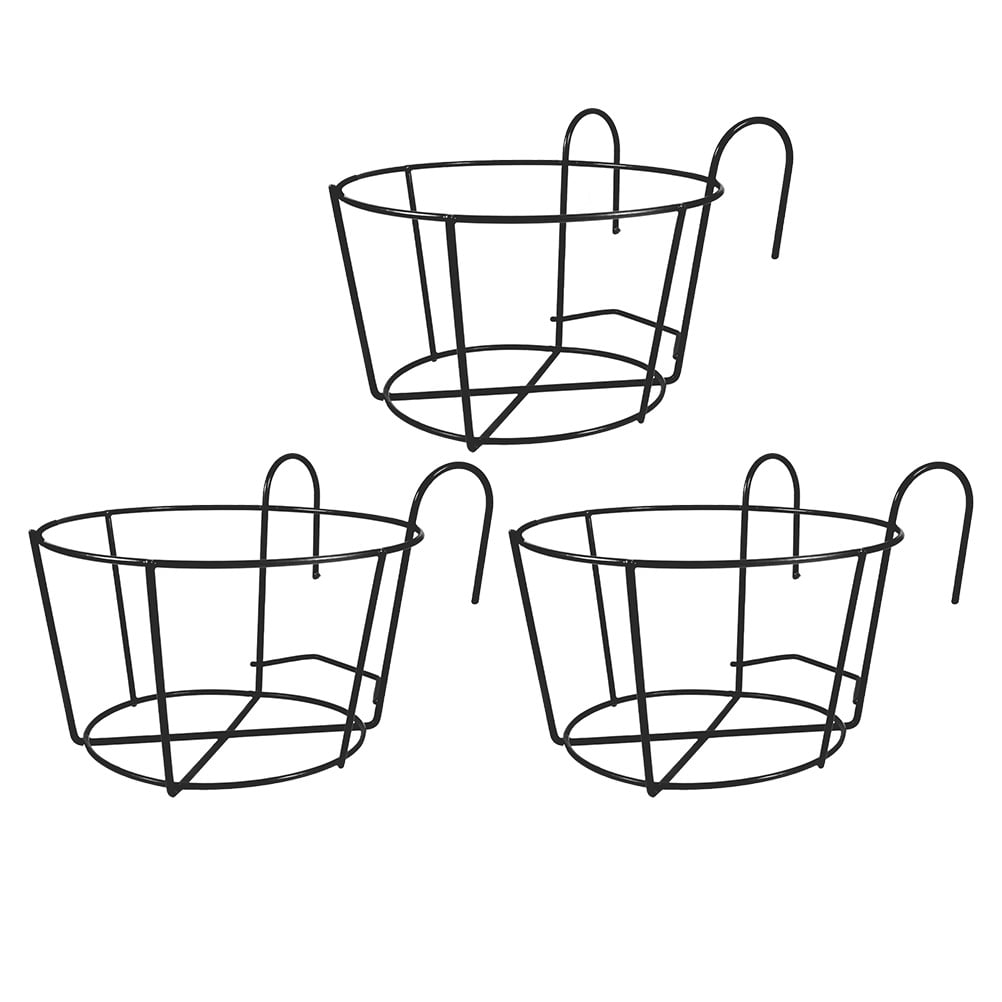 3pcs Balcony Plant Pot Holder Hanging Planter Pot Parapet Iron Fence Flower Pot