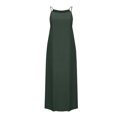 thumbnail image 5 of Penkiiy Robes Maxi pour Femmes 2024 Robe Longue à Bretelles Spaghetti Unie à Col Montant Sans Manches Robes d'Été Fendue à Bretelles Robe Fluide S Vert, 5 of 5