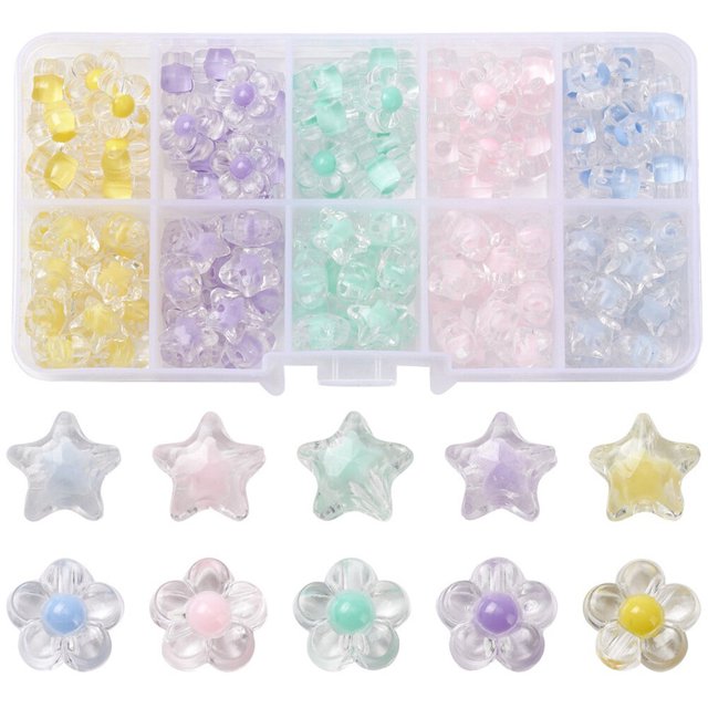 1 Box Acrylic Star Shaped DIY Beads Flower Shape Bracelet DIY Acrylic Beads