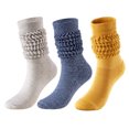 thumbnail image 2 of Yellow 3 Pc Womens Scrunch Ankle Socks Soft Stretchy Socks Multi-Way Wear For Yoga Exercise 7.28 Inch Foot Length 15.75 Inch Tube Length Free Size, 2 of 4
