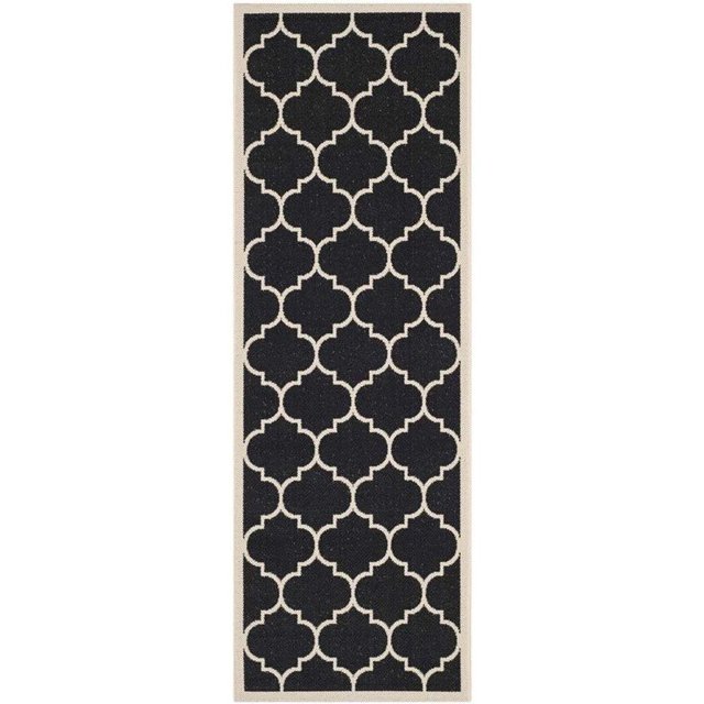 Safavieh Courtyard Black Indoor Outdoor Rug - Runner 2'3" x 14'
