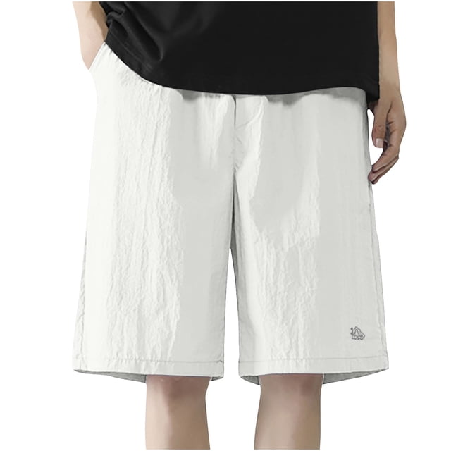 Diufon Men's Athletic Shorts Cotton Linen Drawstring Waisted Outdoor Sport Shorts Spring Summer Shorts with Pockets