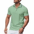 thumbnail image 1 of Weiqiqre Men Shirts Short Sleeve Button Down Shirts Classic Stripe Golf Polo Collared Work Shirts, 1 of 9
