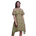 thumbnail image 1 of Bimba Robe Midi à Manches Flottantes Épaules Dénudées Imprimé Floral Vert pour Femmes - TTG, 1 of 6