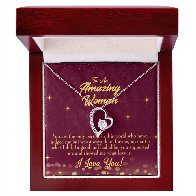 To Mom Mom Never Judged Forever Necklace w Message Card