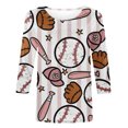 thumbnail image 4 of SMihono Hauts pour Femmes Été Chic Décontracté Mode Féminine Manches Courtes Col Rond Rétro Imprimé Ample Blouse Manches Trois-Quarts T-shirt Oversize pour Femmes, 4 of 4