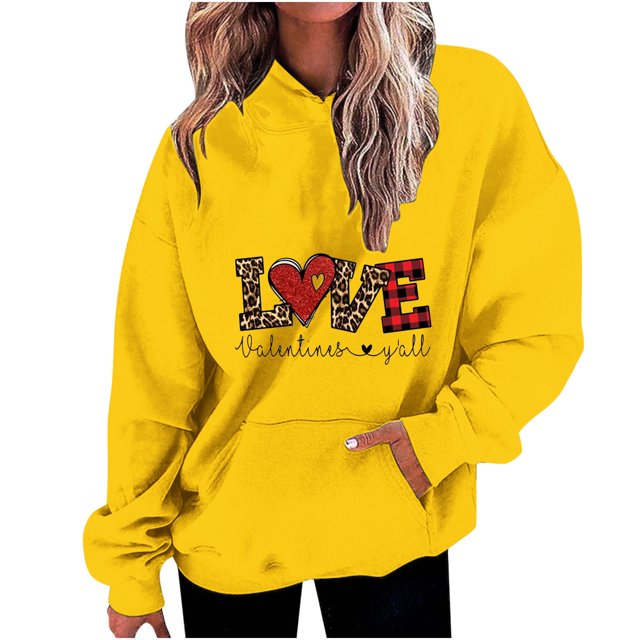 Birdeem Mode Décontractée pour Femmes Impression de la Saint-Valentin Hauts à Manches Longues Sweat à Capuche