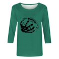 thumbnail image 4 of QATAINLAV T-Shirts Graphiques de Rugby pour Femmes Jour de Match 2025 Été Manches 3/4 Hauts Coupe Ample Décontractés Col Rond Blouses Tenues de Vacances Vente Hebdomadaire Vert m, 4 of 5