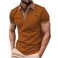 thumbnail image 1 of Styesk T Shirts for Man Fashion Leisure Solid Color Versatile Button Turndown Collar Short Sleeve Top, 1 of 2