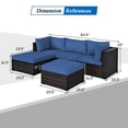 thumbnail image 4 of Costway 5PCS Patio Rattan Furniture Set Sectional Conversation Set Ottoman Table Navy, 4 of 10