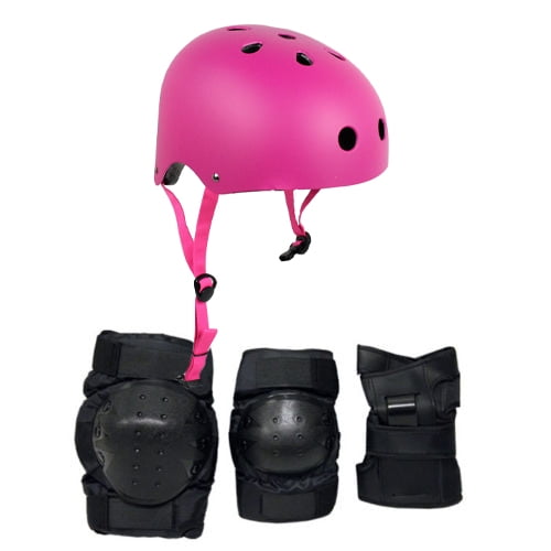 Skateboard Helmet Elbow/Knee/Wrist Pad Combo Large Purple/Pink