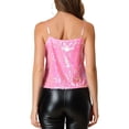thumbnail image 3 of INSPIRE CHIC Camisole Courte à Paillettes à Bretelles Spaghetti pour Femme TG Rose, 3 of 8