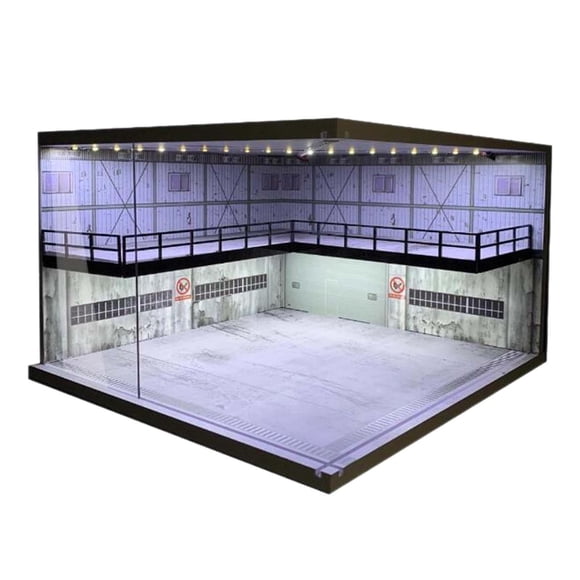 Xuanheng 1/64 Model Parking Lot Double Layer for Model Cars Action Figures Collection Blue Brick