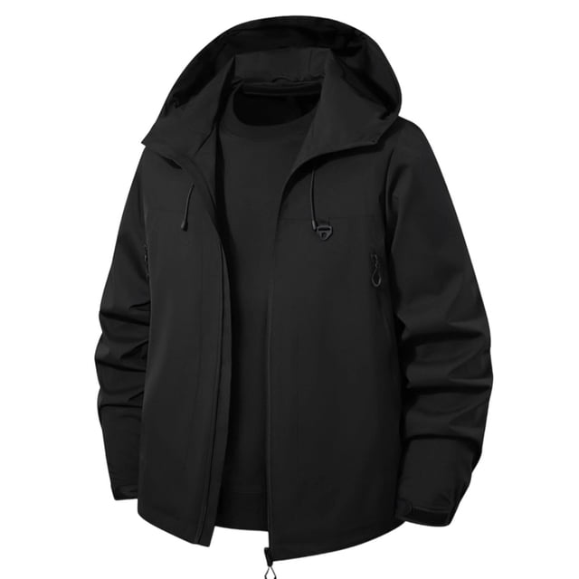 YOIAVAIOY Mens Waterproof Rain Jacket Waterproof Windproof Shell Jackets Drawstring Athletic Rain Coats with Zip Pockets Black XXXL