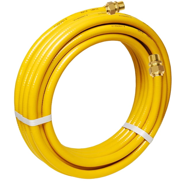 Tuyau en Acier Inoxydable Ondulé CSST 37 Pieds 1/2 Pouces Flexible pour Gaz Naturel Kit de Conversion Propane Tuyau de Grill avec Raccords Adaptateurs Mâles