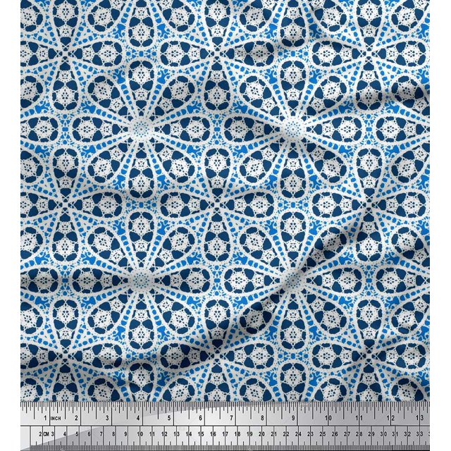 Soimoi Cotton Voile Fabric Floral Block Print Fabric by Yard 56 Inch Wide