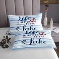 thumbnail image 3 of Erosebridal Lake House Coverlet Set Twin, Ocean Anchor Hunting Bedding Set, Stripes Room Decor, 2pcs, 3 of 5