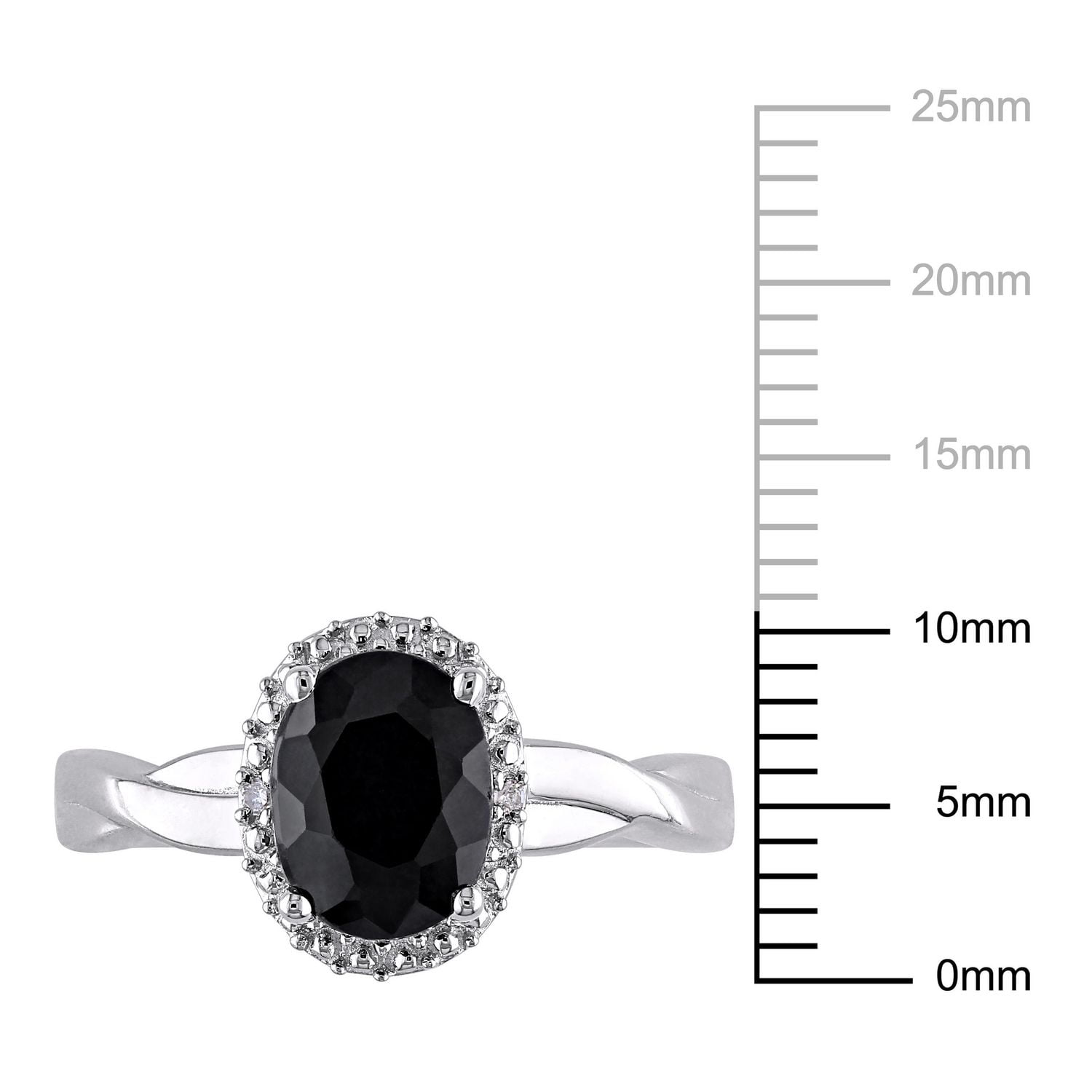 Bague entrecroisée de forme auréole avec saphir noir 1,60 CT PBT et accents de diamants, en argent sterling
