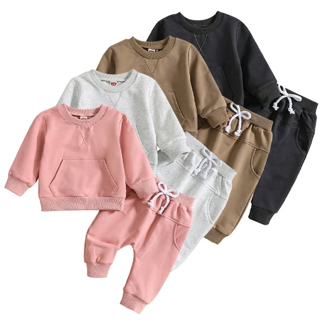 PENGXIANG Ensemble de Chandail à Col Rond d'Hiver pour Tout-Petites Filles, Tenue de Survêtement Décontractée pour Nourrisson 2 Pcs, Chandail Chaud d'Automne et Pantalon, Pantalon de Survêtement, Taille 0M-3T