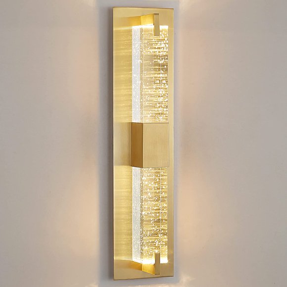Strak Modern LED Wall Sconce 19 Inch Gold Bubble Glass 14W 3000K Dimmable Indoor