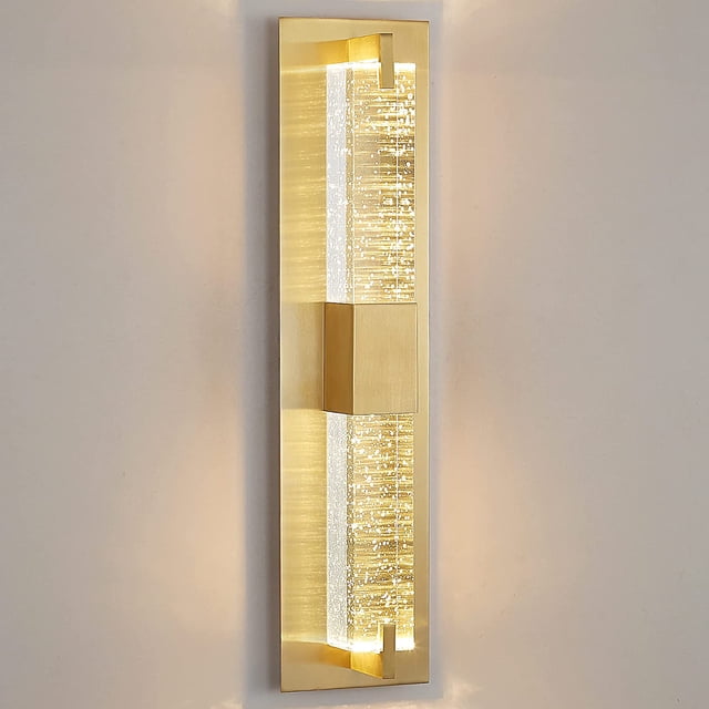 Strak Modern LED Wall Sconce 19 Inch Gold Bubble Glass 14W 3000K Dimmable Indoor