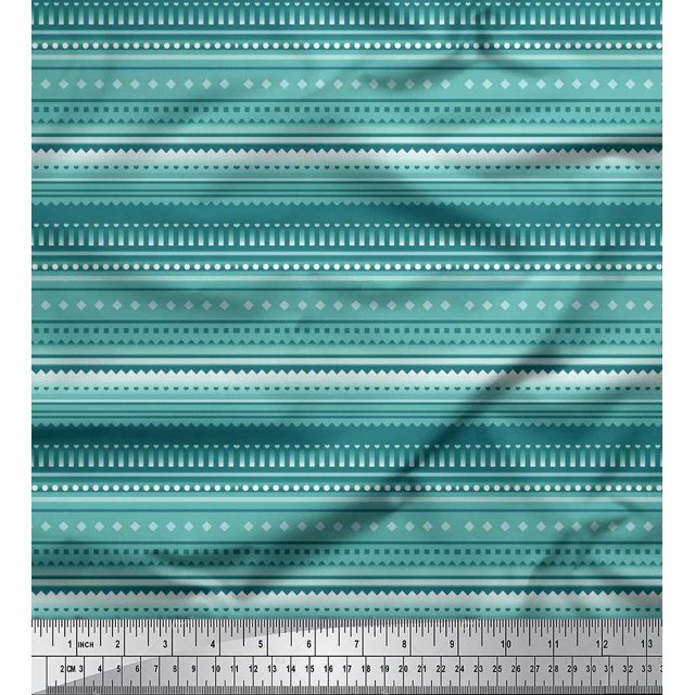 Soimoi Poly Georgette Fabric Stripe,Heart & Dot Texture Print Sewing Fabric Yard 52 Inch Wide