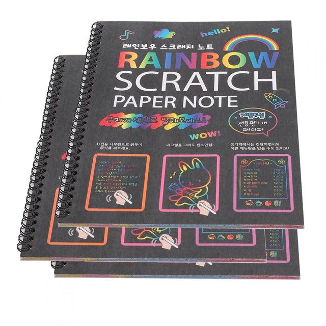 Multicolor Scratch Paper,3Pcs Scratch Paper Note Rainbow Scratch Painting Note Scratch Paper Drawing Books Maximized Efficiency