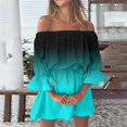thumbnail image 2 of Kcodviy Robe d'Été Midi à Épaules Dénudées pour Femme, Robe d'Été Ample à Imprimé Floral Boho, Robe pour Femme, Blouse à Manches Évasées, Robes d'Été Mini avec Mi-Longues, Robe d'Été pour Femme à Manches Longues, 2 of 5