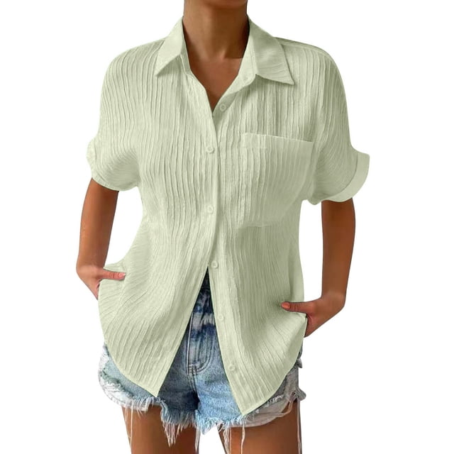 2025 T-Shirts d'Été Unis pour Femmes T-Shirts d'Été pour Femmes Amples Grande Taille Longue Chemise anti-UV Femme Chemise Habillée Texture Coton T-Shirts pour Femmes
