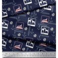 thumbnail image 3 of Soimoi Polyester Crepe Fabric Pencil,Anchor Hook & Deer Animal Decor Fabric Printed Yard 42 Inch Wide, 3 of 3