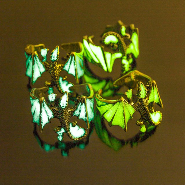 Little Flying Dragon Opening Ring Fashionable Dinosaur Luminous Ring Hip Hop Creative Jewelry