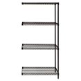 thumbnail image 1 of Unité d'Extension d'Étagères Grillagées Noires à 4 Tablettes - 18 x 36 x 63 Po, 1 of 1