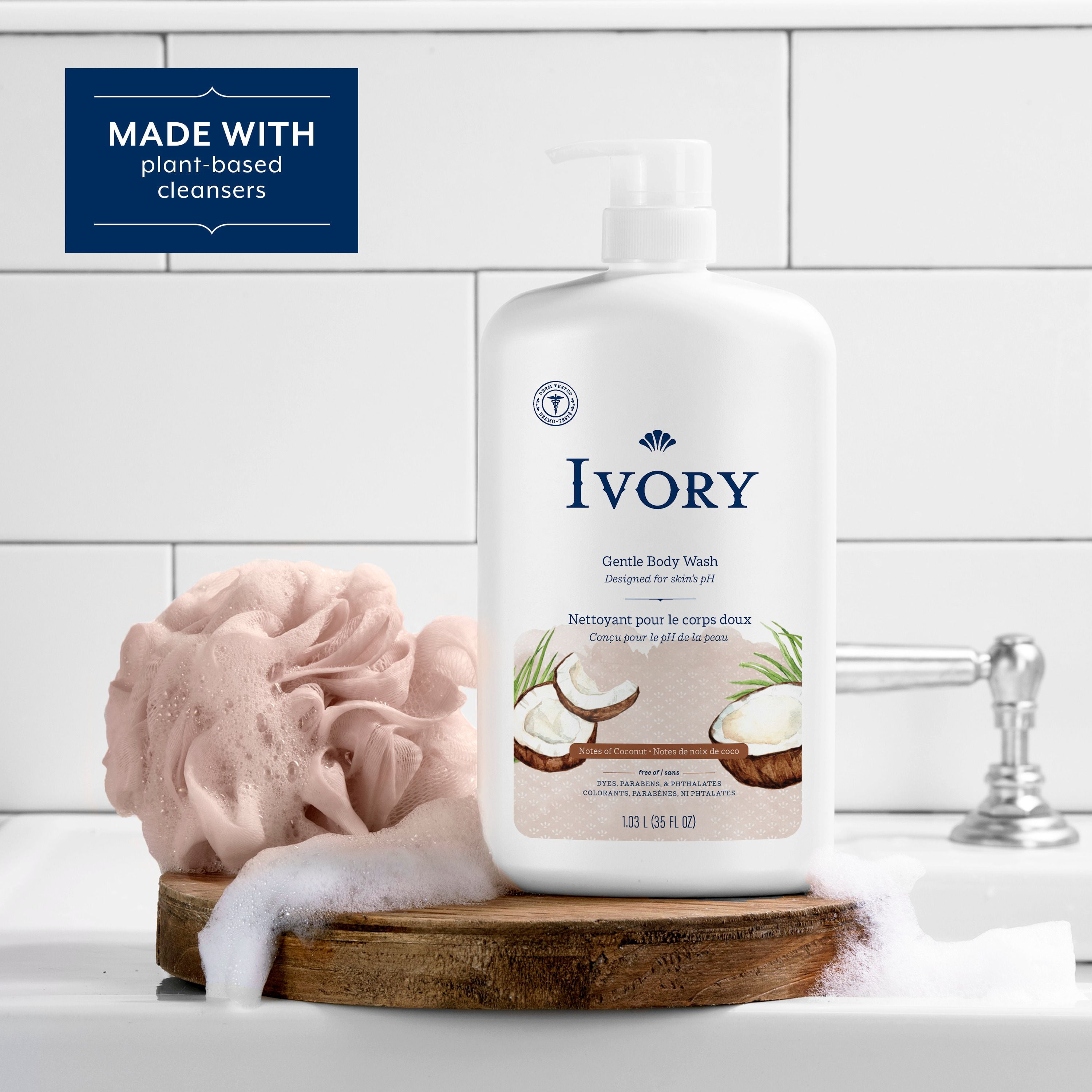 Ivory Nettoyant pour le Corps Doux et Délicat, Parfum de Noix de Coco