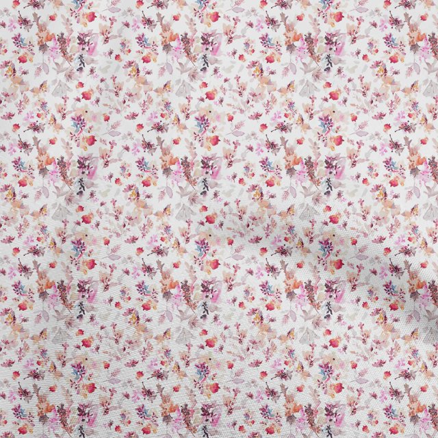 oneOone Cotton Cambric White Fabric Abstract Floral Sewing Craft Projects Fabric Prints By Yard 56 Inch Wide