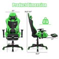 thumbnail image 3 of Costway Chaise de Jeu de Massage Inclinable de Course pour Bureau, Chaise d'Ordinateur avec Repose-Pieds, Vert, 3 of 10