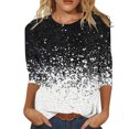 thumbnail image 2 of Hauts de Sortie pour Femmes Mode T-shirt Imprimé Manches 3/4 Blouse Col Rond Hauts Décontractés Hauts Sexy pour Femmes en Solde, 2 of 5