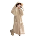 thumbnail image 1 of Penkiiy Womens Robe Long Hooded Button Bathrobes Cute Housecoat Soft Warm Robes For Women L White, 1 of 4