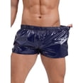 thumbnail image 4 of Xnihocha Men's Shiny Metallic Elastic Waistband Trunks Low Rise Boxer Shorts Underpants Navy Blue XS, 4 of 6