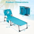 thumbnail image 2 of Costway Outdoor Beach Lounge Chair Folding Chaise Lounge with Pillow Turquoise, 2 of 9