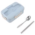 thumbnail image 1 of Thermal Lunch Box, Large Capacity Bento Lunch Box Portable  Microwaveable Compartments Design With Spoon  Chopsticks   For Office For Students Elegant Blue Lunch Box, 1 of 8