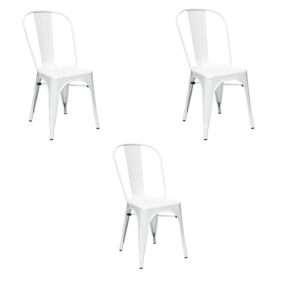 Plata Décor Chaise sans Accoudoirs Tolix en Blanc - Set 3